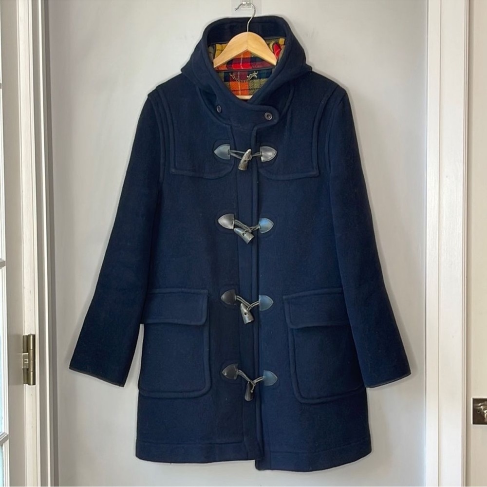Vintage BROOKS BROTHERS England Made Navy Wool Cashmere Hooded Duffle Coat